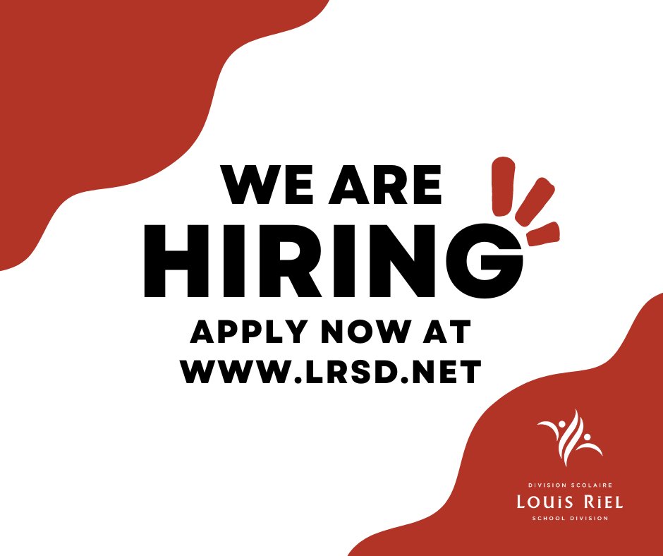 louis_riel_sd's tweet photo. We're #hiring!
🌟Teachers
🌟Educational Assistants
🌟Bus Drivers
🌟Casual
🌟Clinicians
🌟Custodial
🌟Library Assistants
🌟Secretarial 

Learn more about the positions and apply today: https://t.co/d3OMQ28guf https://t.co/pMwBQqHYsy
