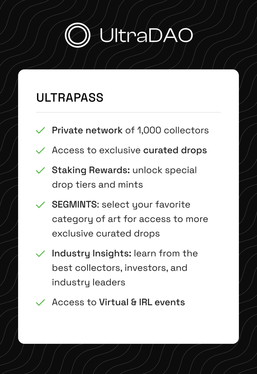 The ULTRAPASS is designed for the collector! Wen mint? Aug 25th Join our Discord: discord.gg/ultradao @WoodiesNFT holders have an exclusive raffle running 10-17th Aug