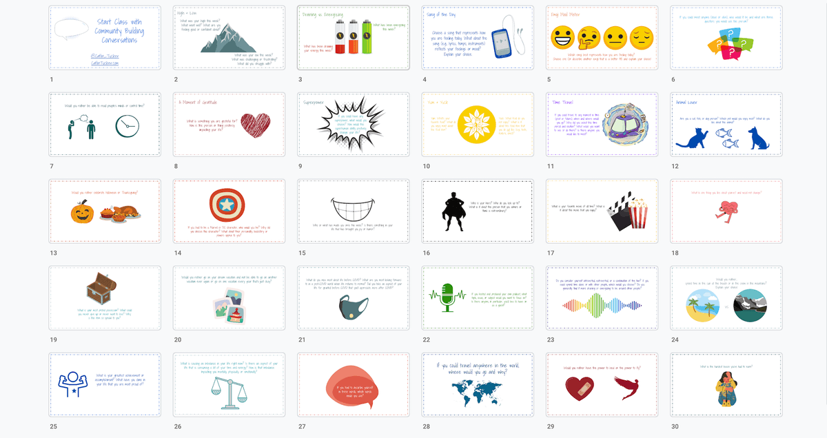 tonyvincent's tweet photo. 💬 @Catlin_Tucker shares a slide deck with 35 conversation starters—excellent for the start of class.
https://t.co/k7vX4qksXB https://t.co/57Y05cVqSy