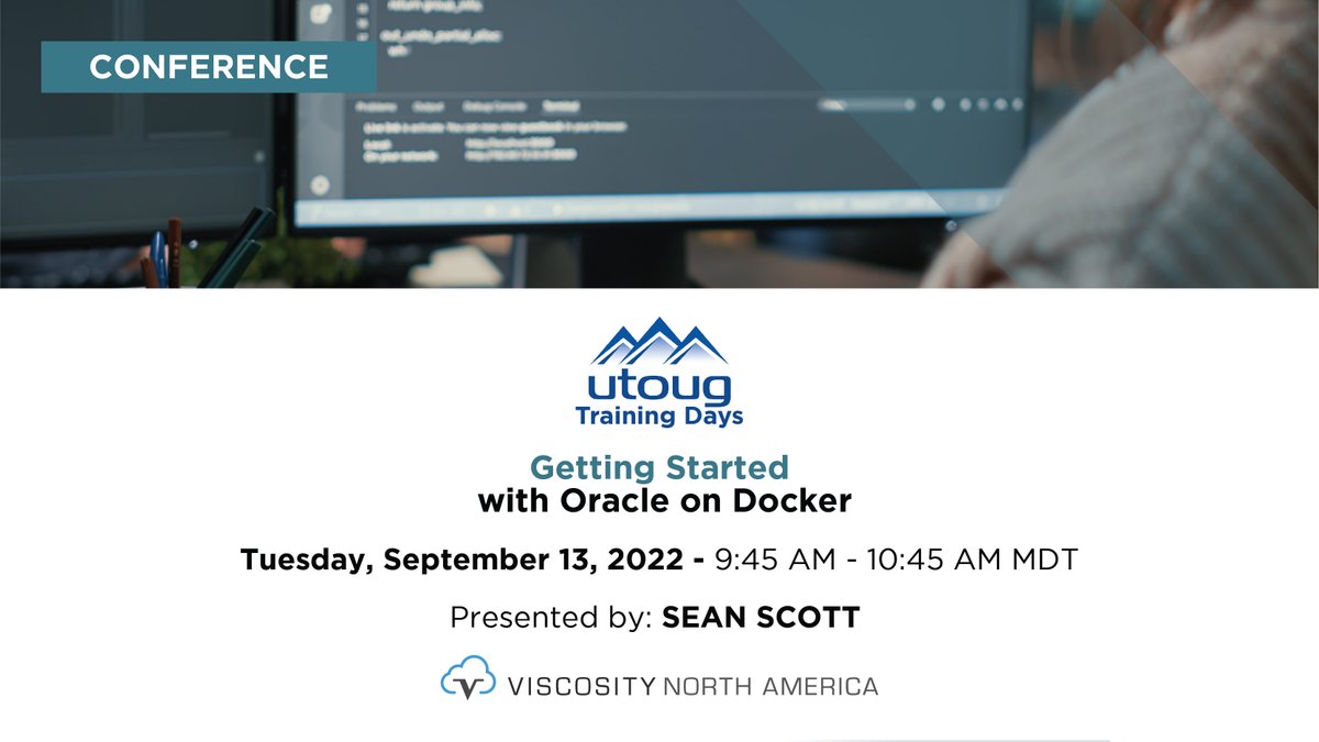 OraPubInc's tweet photo. We invite attendees to join an exciting session with @oraclesean, "Getting Started with Oracle on Docker," at the @UTOUG's #TrainingDays22!
Sept 13 | 9:45 AM MDT
Register here: https://t.co/wWNGhOsv33
#vna22 #UTOUG #docker https://t.co/9ZWyHyQbyd