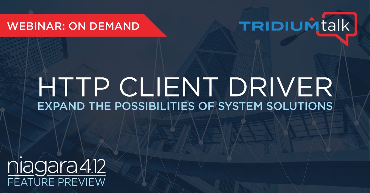 TridiumInc's tweet image. Watch the HTTP Client Driver #TridiumTalk on demand to learn how this Niagara 4.12 module allows Niagara stations to easily interact with HTTP web services and APIs so data can be exchanged both in and out of the Niagara framework. tridium.com/us/en/services…
