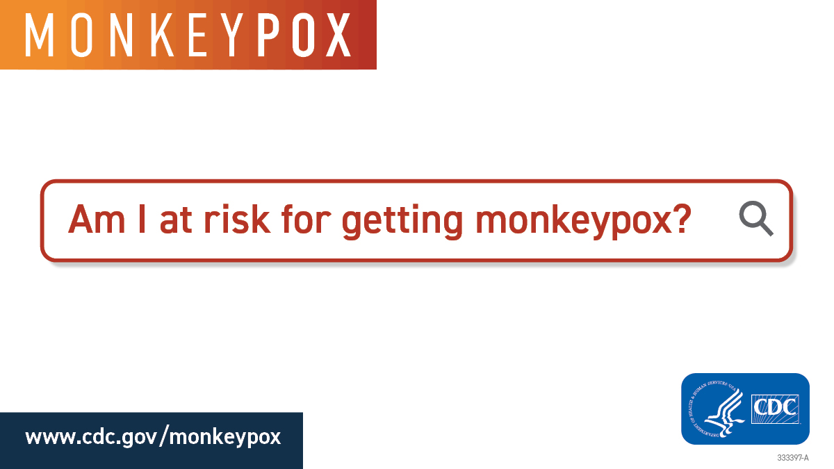 Currently, the risk of getting monkeypox for most people in the United States is low. However, cases are on the rise and anyone in close, skin-to-skin, or face-to-face contact with a person with monkeypox can get it. Learn more: cdc.gov/monkeypox.