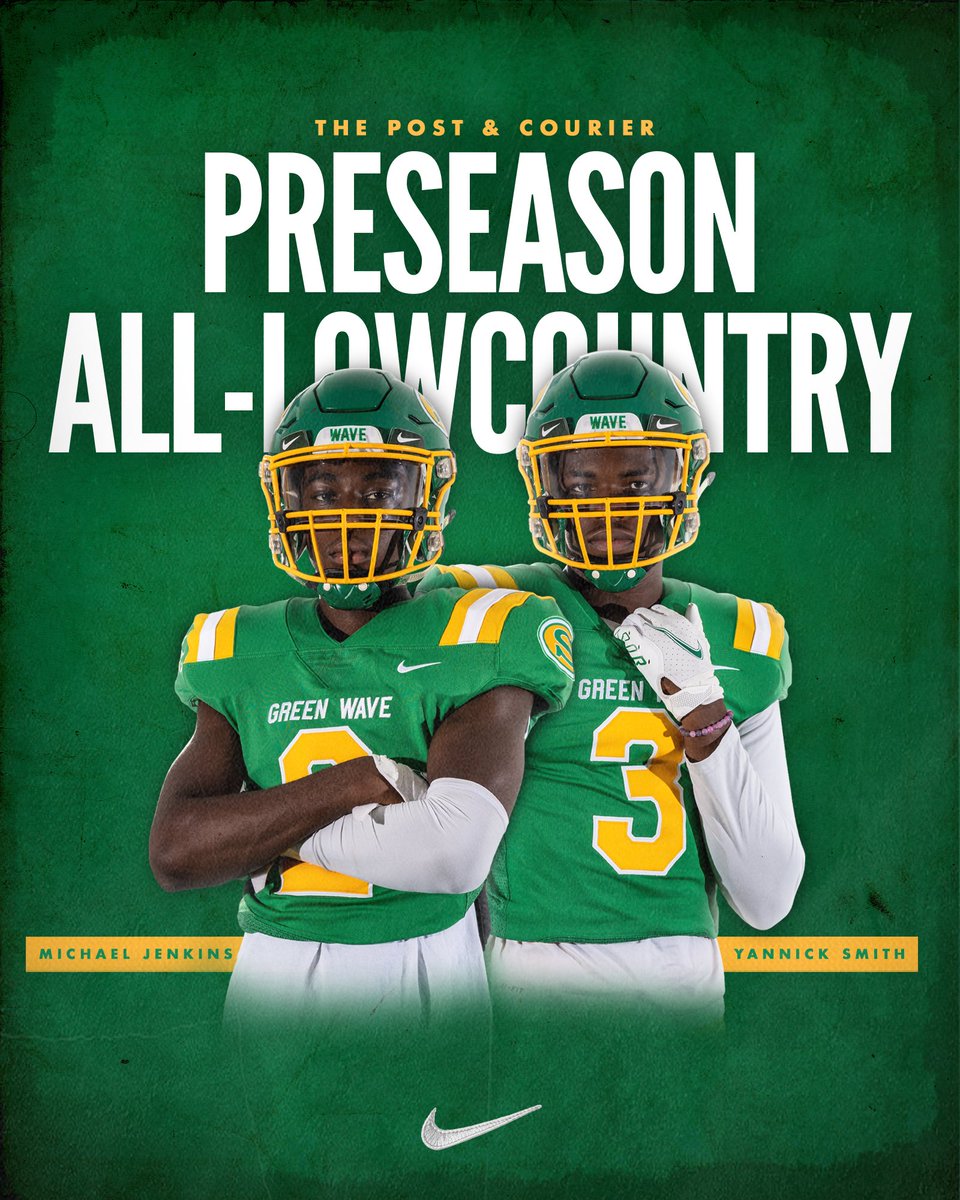 Your Green Wave have two players on the <a href="/postandcourier/">The Post and Courier</a> Preseason All-Lowcountry team!

Congratulations @Mikey12Jenkins &amp; <a href="/YannickSmith11/">Yannick Smith</a>!

#GoBigGreen