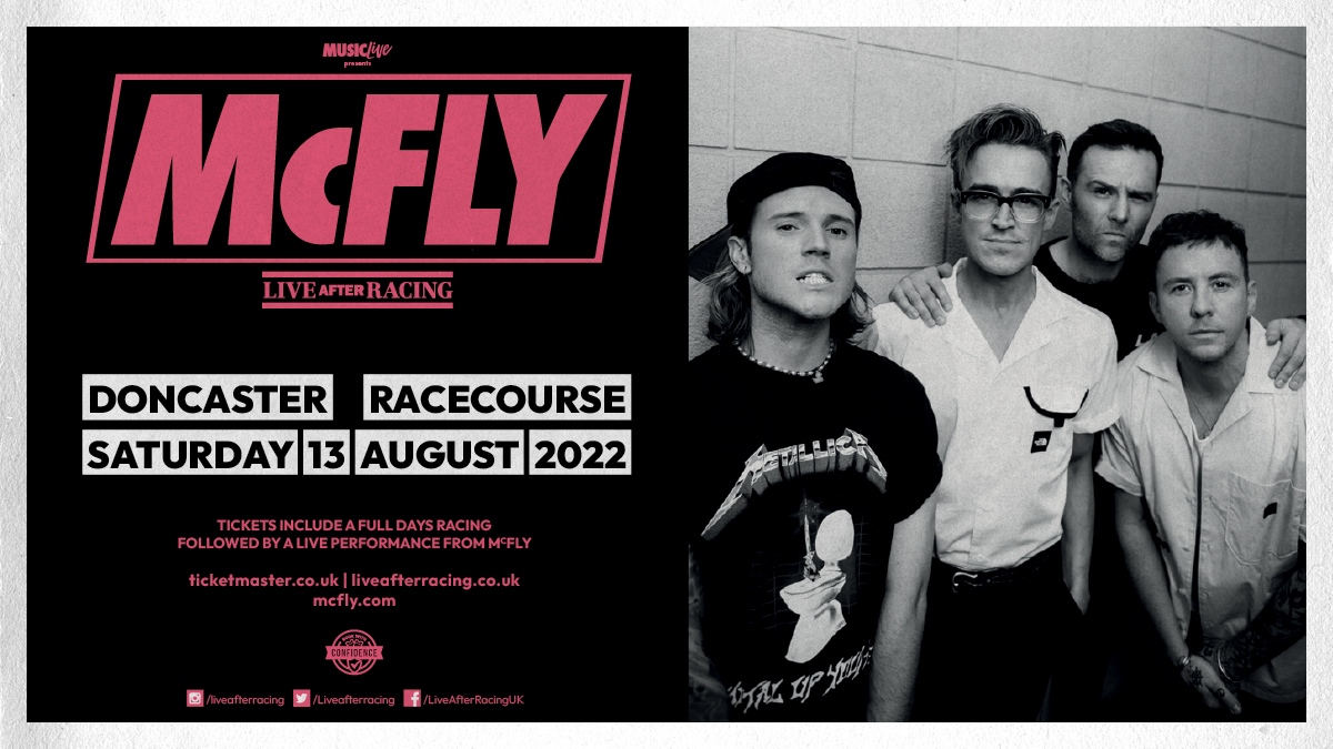 Liveafterracing's tweet photo. Counting down to the weekend to hear @mcflymusic playing all their hits at @DoncasterRaces! 🤩🤘

Final tickets 🎟 >> https://t.co/enstF0zeva

#mcfly #liveafterracing #summer #gig #youngdumbthrills https://t.co/fWAEvzWOOH