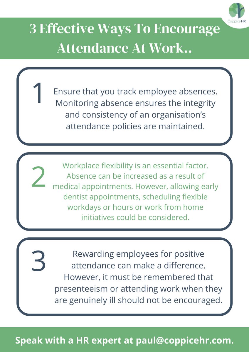 The UK sickness absence rate in 2021 increased to 2.2% (Office for National Statistics). 🤧

⭐️ Here are three ways you can encourage attendance at work...

#SicknessAbsense #EmployeeAttendance #HR #HumanResources