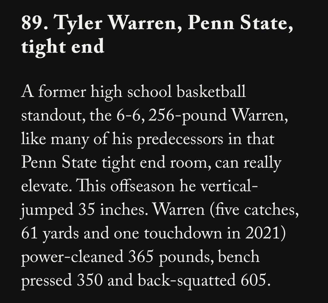HappyValleyRctg's tweet image. Both @_Tiig2 and Tyler Warren make @BruceFeldmanCFB annual College Football Freaks list.

#WeAre