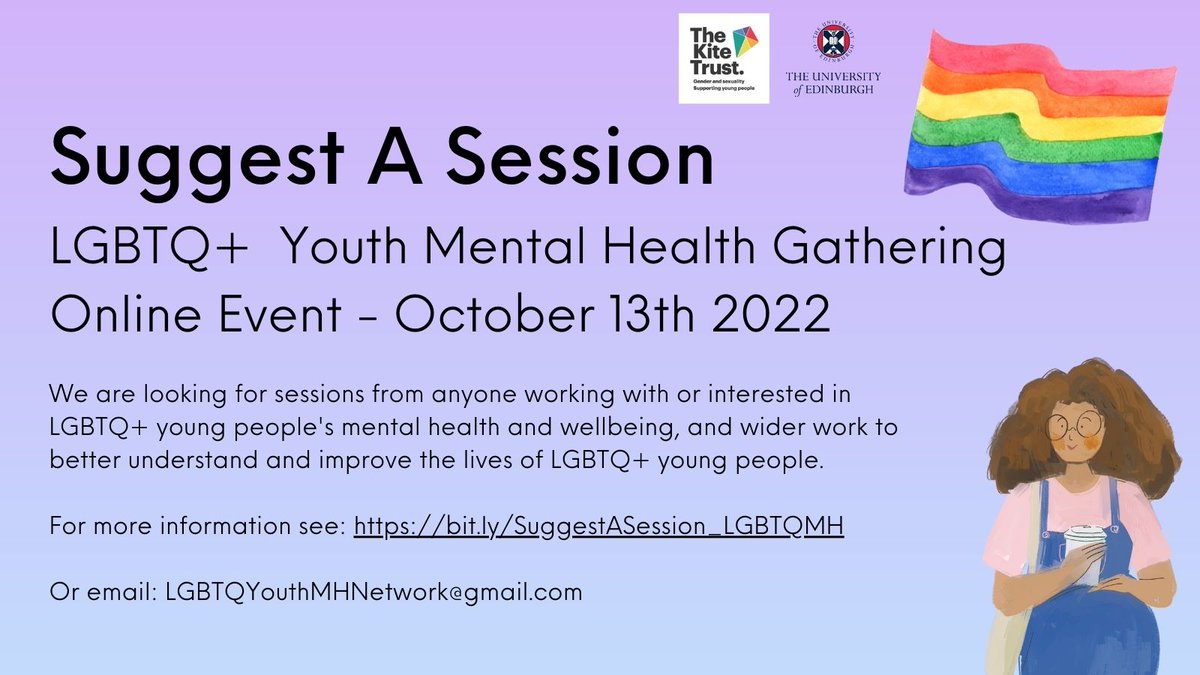 🏳️‍🌈Interested in LGBTQ+ youth mental health? 🏳️‍🌈

@CattTurney (from <a href="/TheKiteTrust/">The Kite Trust</a>) and I are organising an event and we'd love you to join us!

Sign up here: bit.ly/LGBTQYouthMent…

Suggest a session here: bit.ly/SuggestASessio… 

RT widely please