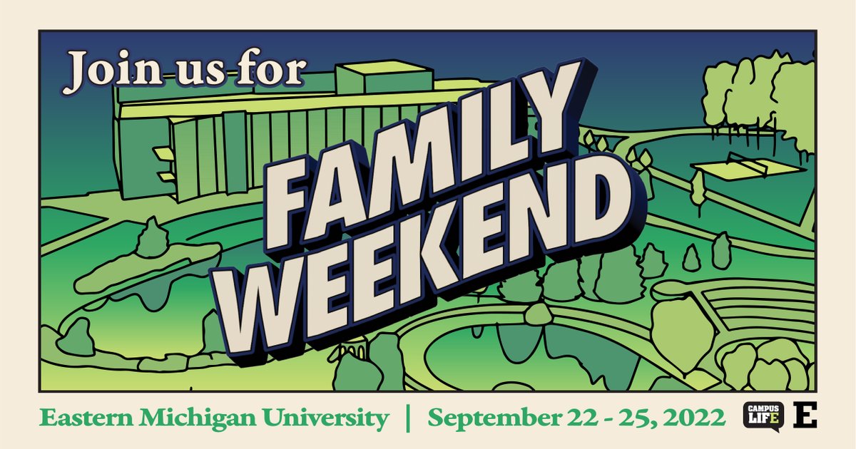 Invite your friends and family to EMU for a weekend packed with fun! 🥳 Enjoy a movie in the park, go to a football game and tailgate, explore Ypsilanti, and more during Family Weekend!

#EMUFamilyWeekend begins 9/22. For details and tickets ➡️ tiny.emich.edu/FWTickets