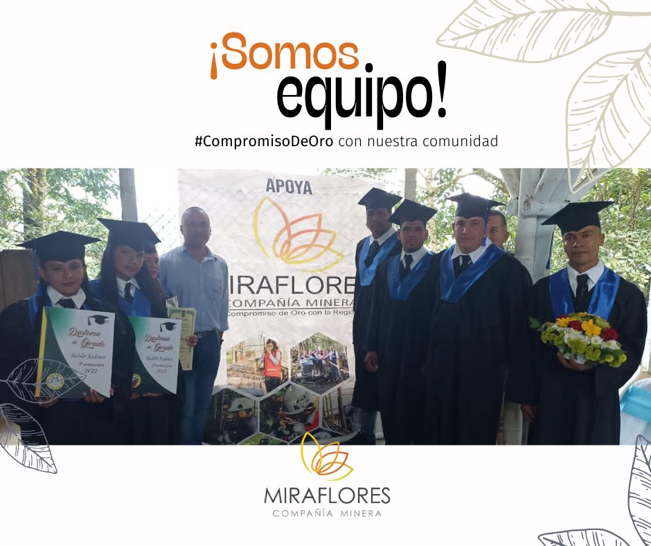 MCM_Miraflores's tweet photo. 😀 Con la IE Naranjal Sede el Triunfo, de #Quinchía, en @MCM_Miraflores apoyamos validación de bachillerato de 9 mineros apoyándolos hasta su graduación, impulsando alternativas laborales de carácter formal para ellos.  #CompromisoDeOro con la educación y la formalización https://t.co/z1nG5vGQrk