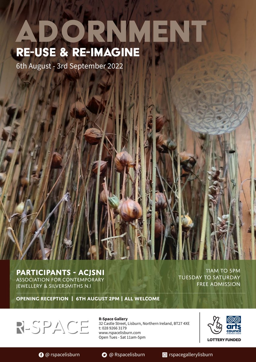 Running from 6th August until 3rd September, Re-Use &amp; Re-Imagine Adornment. An ACJSNI exhibition of work based on collaborative research into the linen industry. #ACJ2022 #linen #craftni
