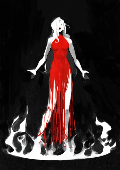 bloodstained witch. dress and pose referenced from alexander mcqueen's FW 1998 'joan' show 