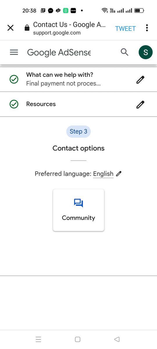 PetButty's tweet photo. @TeamYouTube There is no option contact to adsense support, only community option is showing which I don't think helpful. Please suggest the right way to contact adsense support https://t.co/HKN7wSZkWm