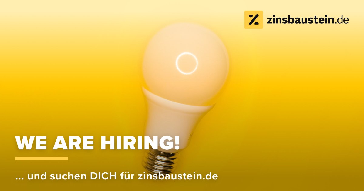 Auf der Suche nach neuen Möglichkeiten zur Weiterentwicklung?
zinsbaustein.de wächst weiter und so auch unser Team. Ob im Customer Success Management, als Real Estate Investment Analyst*in oder als Performance Marketing Manager: bit.ly/3QvfKJD

#hiring #fintech