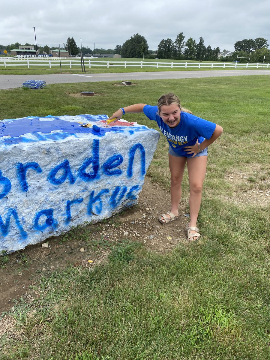Ella decided it is okay to paint the rock.  #LLBM #BeBRAVE