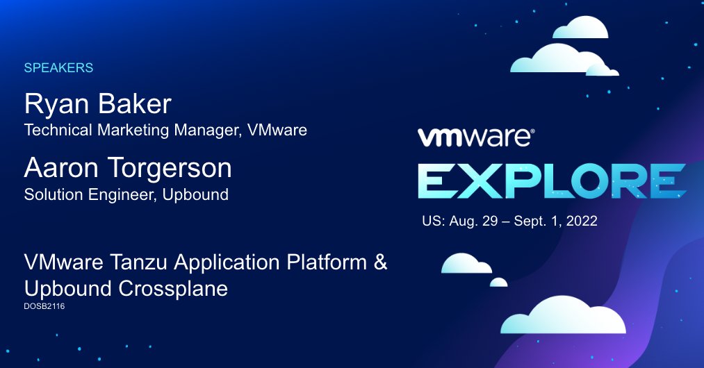 Join <a href="/ryanabaker/">Ryan Baker</a> and I at #VMwareExplore  as we dive in to APIs built using <a href="/crossplane_io/">crossplane</a> being auto-consumed by supply chains and service bindings within #VMwareTanzu Application Platform. 

via.vmw.com/explore-tap-cr…