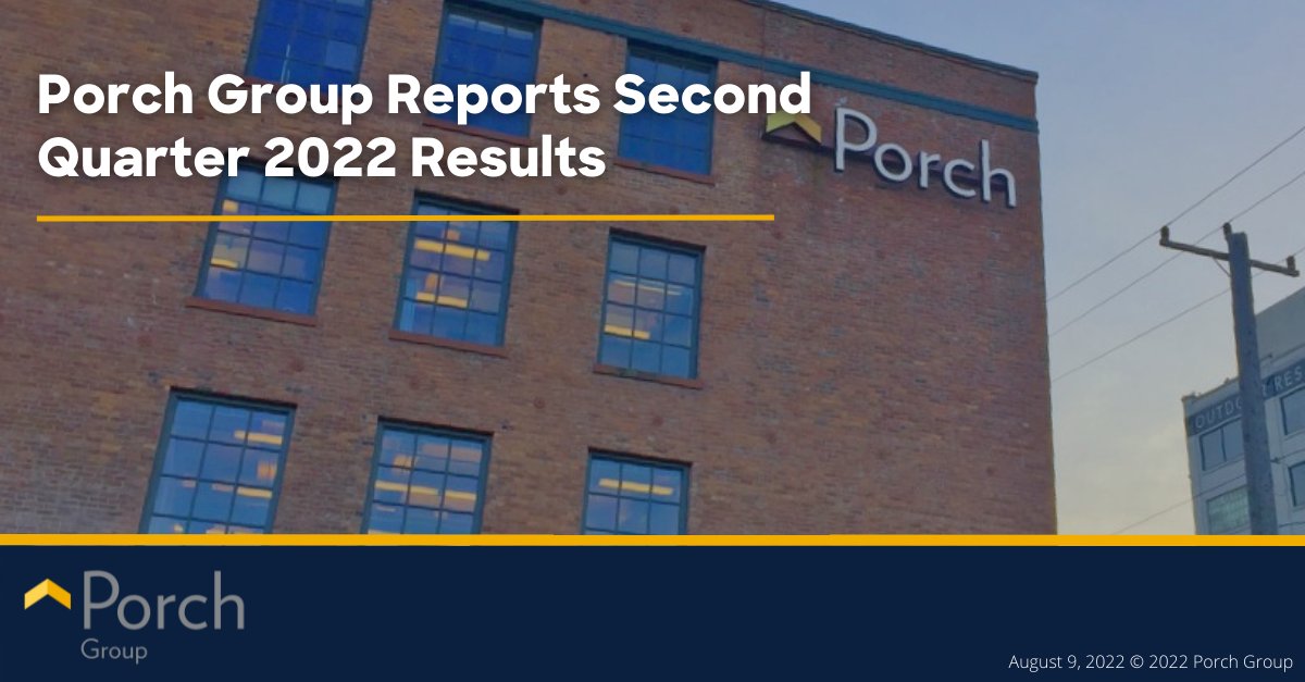 Porch Group reported its financial results for the second quarter of 2022. For more details on Q2, check out: ir.porchgroup.com/investors/even…