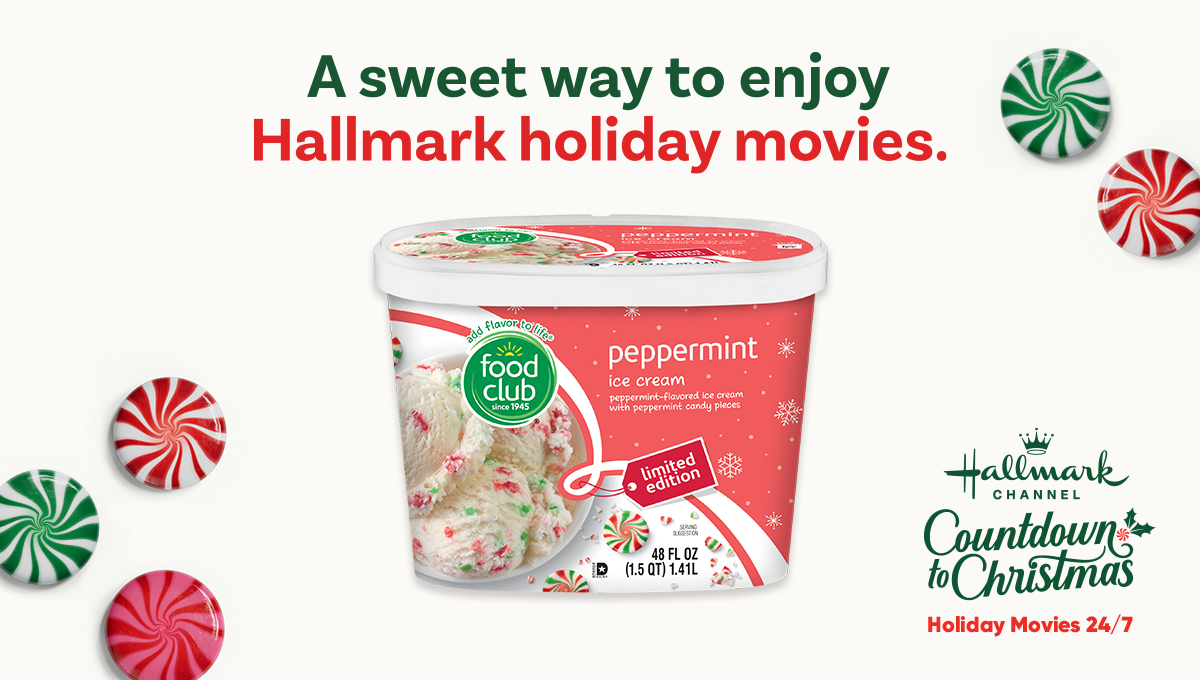 Wrap your taste buds in holiday happiness and enjoy your favorite #CountdownToChristmas movies with <a href="/FoodClubBrand/">Food Club</a>'s limited edition Peppermint ice cream! 😋 🍦 Available at a grocery store near you!