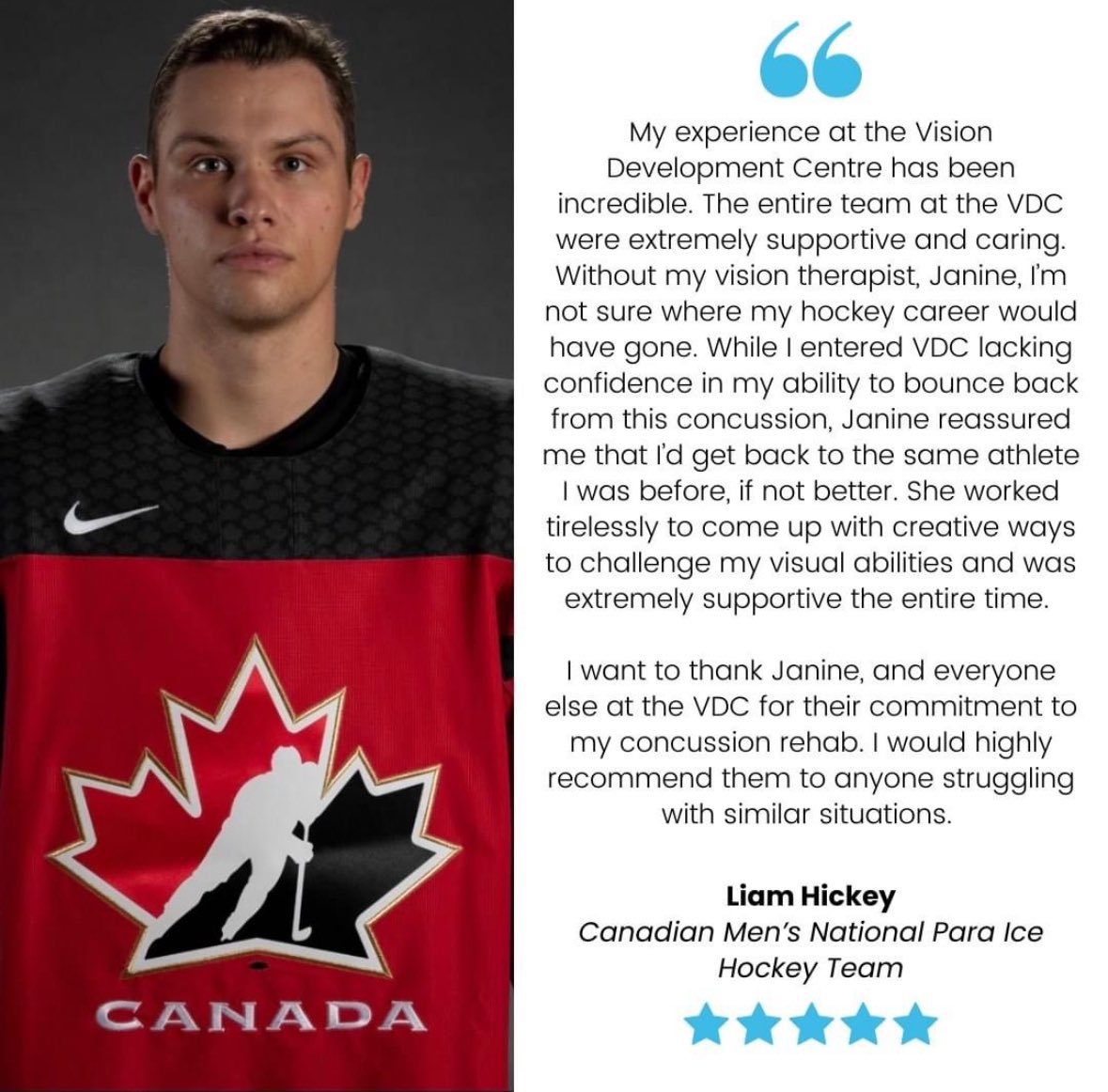 Well my wife Janine is probably going to kill me for posting this but it’s too good not to share. Janine and her coworkers at the Vision Development Center are revolutionizing sports recovery with their Vision Therapy Program. Good luck to Liam and the rest of Team Canada!!