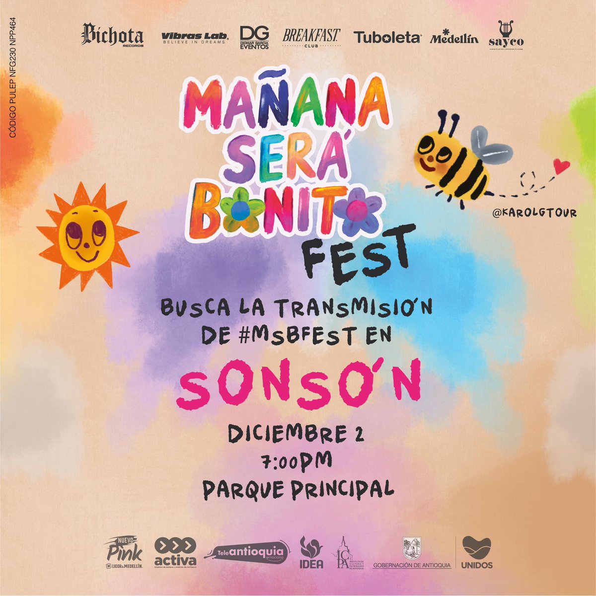 🧡💙💃Sonsón, ¿listos para el #MSBFEST? 😍✨❤️‍🔥🌈
💐Nos encanta deleitarnos siempre con el TALENTO de nuestra BICHOTA. 🌸💗

¡No te puedes perder la transmisión en vivo de #MSBFEST! 😱😍✨

🗓️: Diciembre 2
⌚️: 7:00 p. m.
📍: Parque Principal de Sonsón.