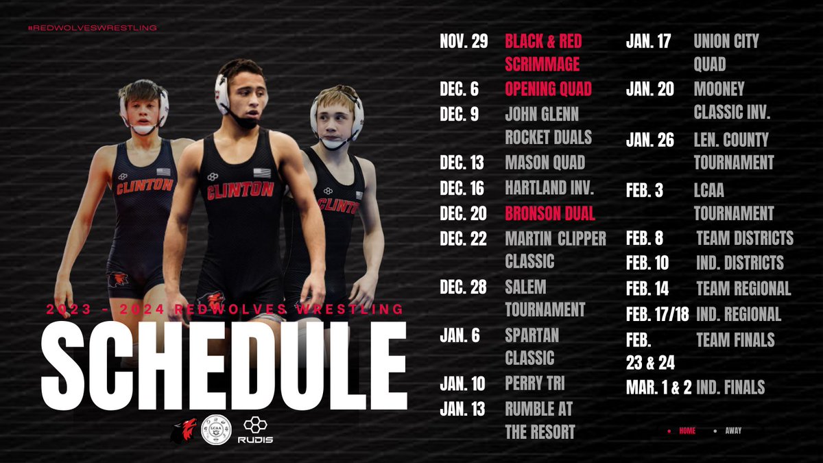 Come out to support our wrestlers as we start our season with our Black &amp; Red Intrasquad Scrimmage this Wednesday at 5pm in the HS Gymnasium. #RedwolvesWrestling <a href="/ClintonAthletic/">Redwolves Athletics 🐺</a> <a href="/CHS_LeadsTheWay/">Clinton High School</a>