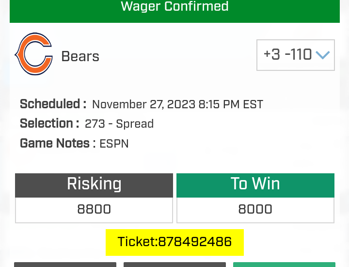 MexicoJoeSports's tweet photo. HOW ABOUT 5 NFL PLAYS IN A ROW? IF YOU SELL PLAYS? I DONT WANT YOUR LIKES OR RETWEETS. 

IM NOT HERE TO MAKE FRIENDS. IM HERE TO MAKE PEOPLE MONEY

BEARS +3: -110: MAX PLAY
BEARS ML +145: 1U

#MEXICOJOESPORTS https://t.co/V9F03DFvHw