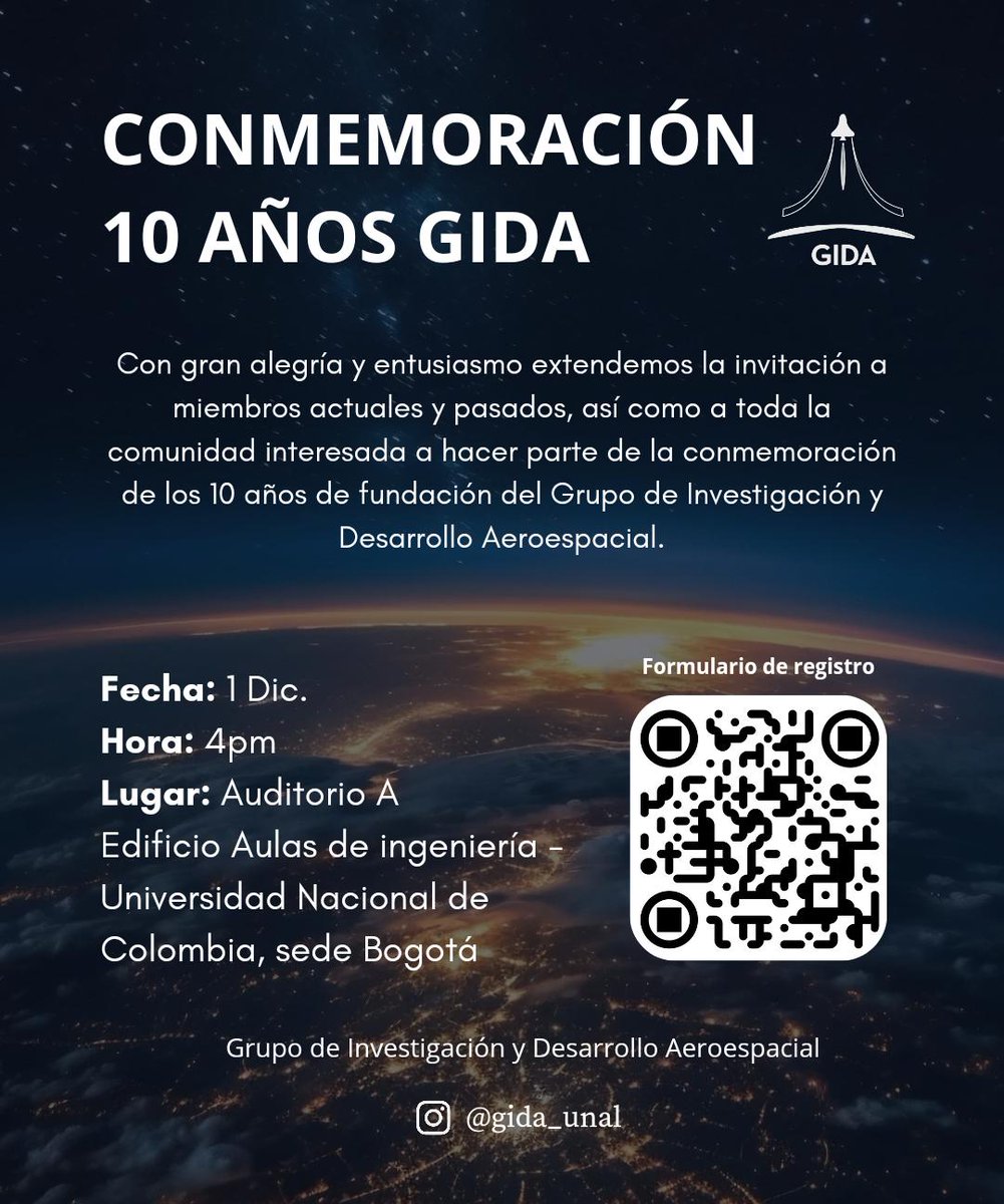 Te invitamos a participar en la conmemoración de los 10 años de fundación de nuestro grupo

En la publicación encuentras toda la información del evento y el código qr para realizar tu inscripción

¡Nos vemos el primero de diciembre! 🚀