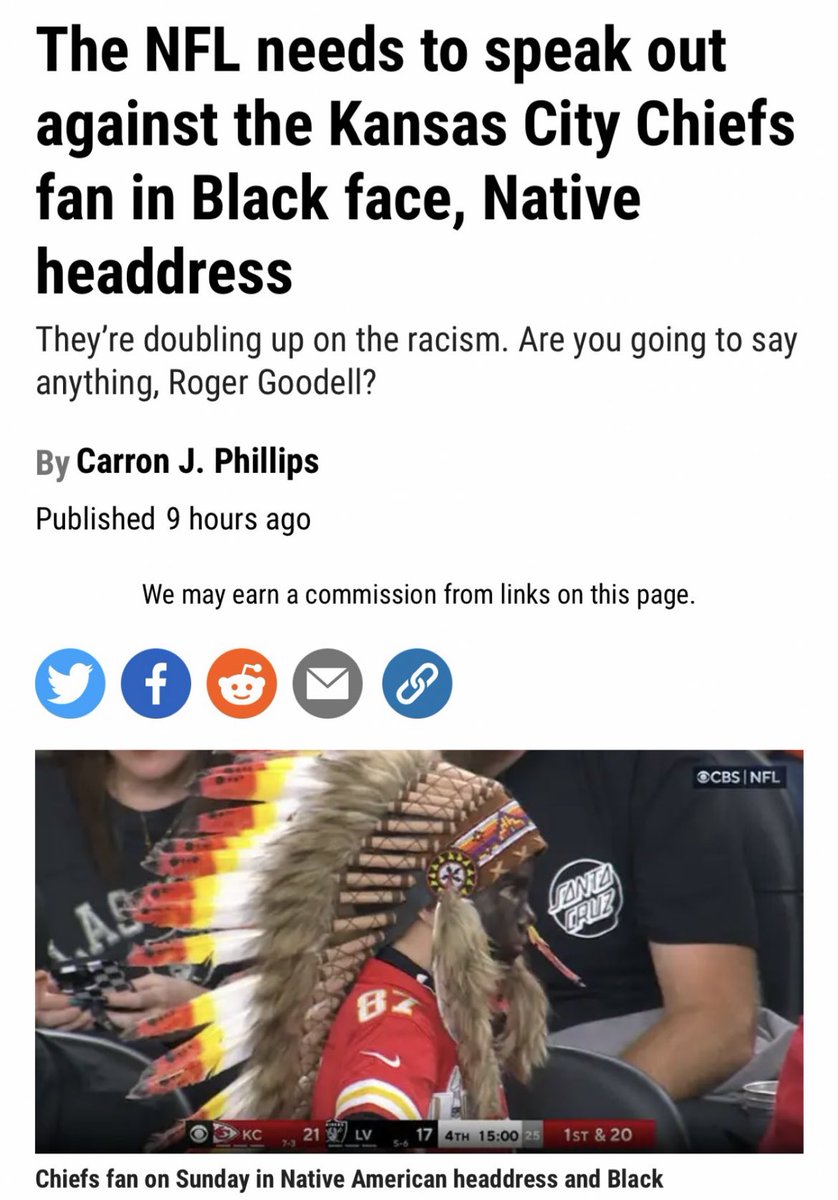 CitizenFreePres's tweet image. Deadspin is utter trash.

They are trying to smear a child for wearing black and red face paint in the style of the Kansas City Chiefs and used a picture that deliberately hid the red side of the child&apos;s face in an attempt to claim he was wearing black face.