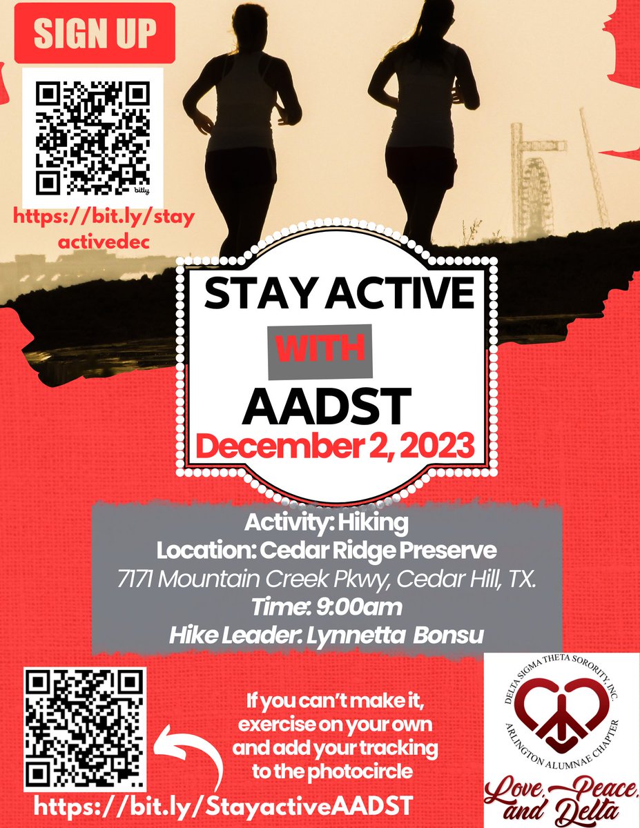 AATXDST's tweet photo. Let's stay ACTIVE! This event is open to the Public. 

Hiking Leader: Lynnetta Bonsu

Sign-up Link: https://t.co/875GIGaplS  (https://t.co/875GIGaplS)
Photo CIrcle Link:
 
https://t.co/53DOWIXPMG (https://t.co/53DOWIXPMG) https://t.co/uHozb4bUjb
