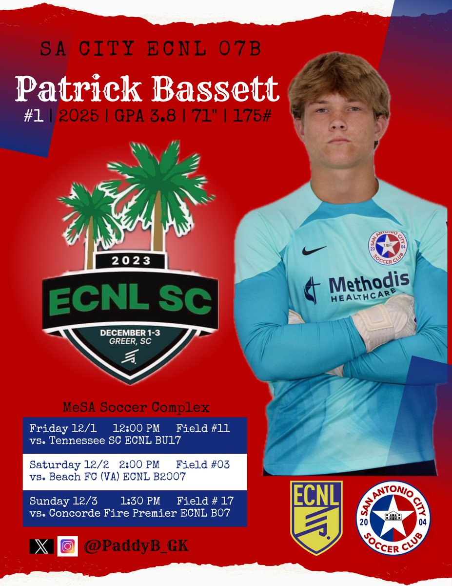 Patrick Bassett (@paddyb_gk) on Twitter photo Ready for South Carolina. Let's go boys! ⚽️🧤🥅<a href="/AdrianoAllain1/">Adriano Allain</a> <a href="/sacitysc/">San Antonio City Soccer Club</a> <a href="/ECNLboys/">ECNL Boys</a> <a href="/6a_28/">SA High School & Club Soccer</a> Ready for South Carolina. Let's go boys! ⚽️🧤🥅<a href="/AdrianoAllain1/">Adriano Allain</a> <a href="/sacitysc/">San Antonio City Soccer Club</a> <a href="/ECNLboys/">ECNL Boys</a> <a href="/6a_28/">SA High School & Club Soccer</a>