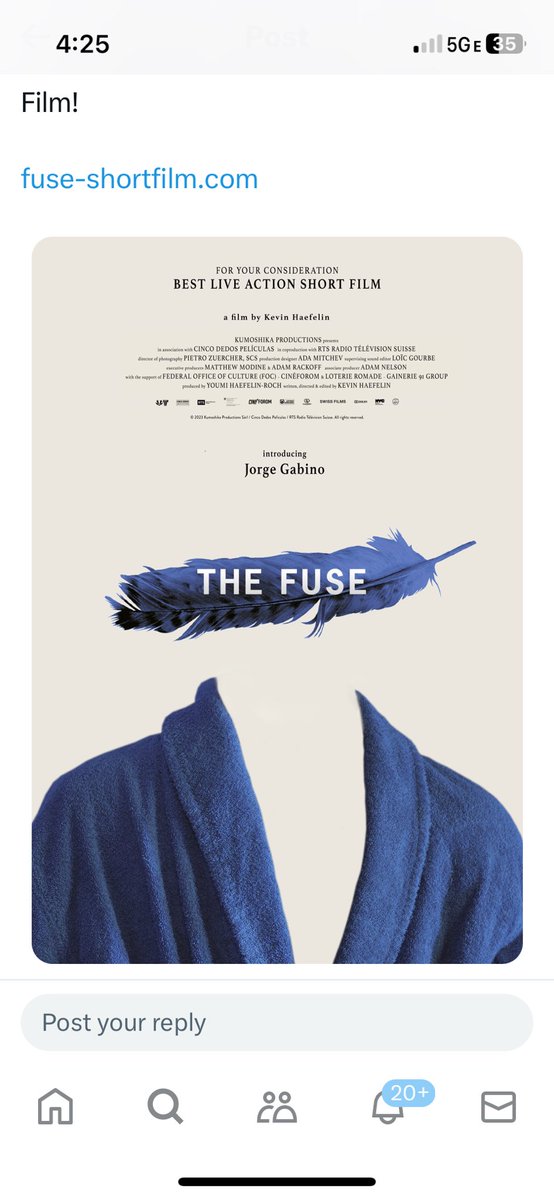 I’m so pleased Kevin Haefelin’s THE FUSE is in contention for Best Live Action Short Film and I’m so honored to be hosting and moderating the LA screenings December 3rd and 4th.