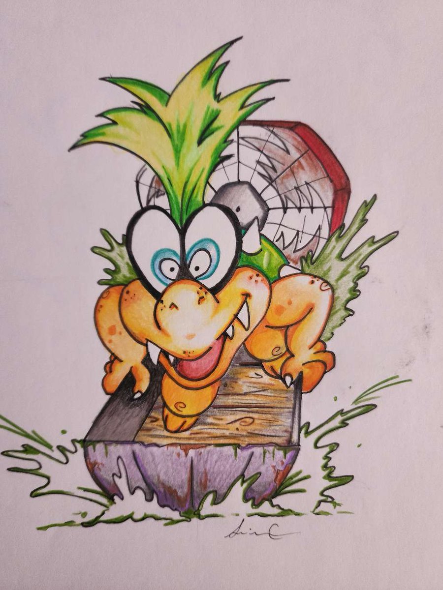 Day 4 sharing art isn't Vittorio this time. I did this a while back because Iggy Koopa is my favorite Koopaling and he is in an air boat because I live in the marshland lol.

#iggykoopa #koopalingchildren #potato