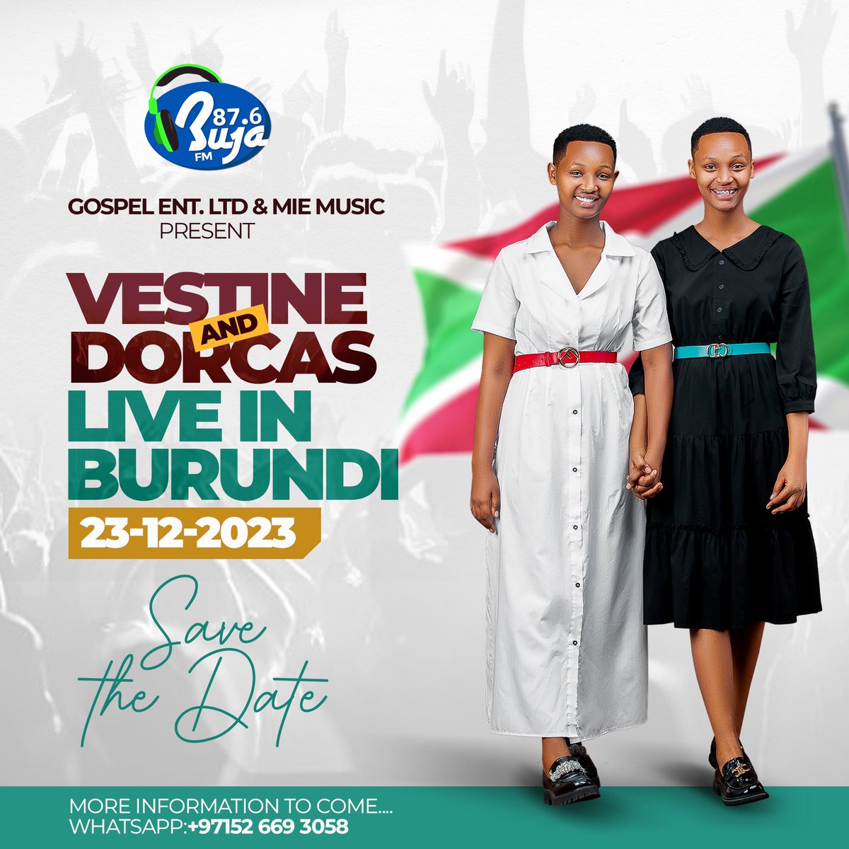 Hello Buja we ‘re coming . Réservez la date s’il vous plaît 23- 12 #vestineandDorcas @bujafm87.6 #GospelentertaimentLtd