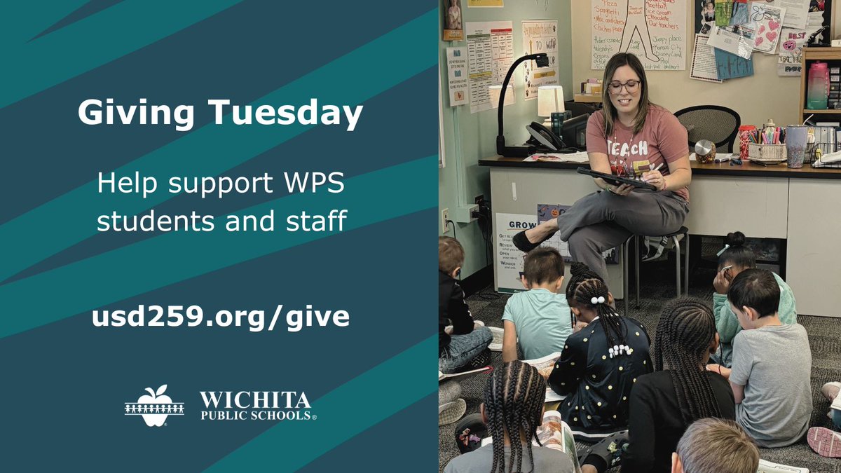 On this Giving Tuesday, help WPS teachers and students by supporting the Education EDGE gift funds, teacher classroom projects, paying a student’s lunch meal debt and more!  Go to usd259.org/give. Thank you!