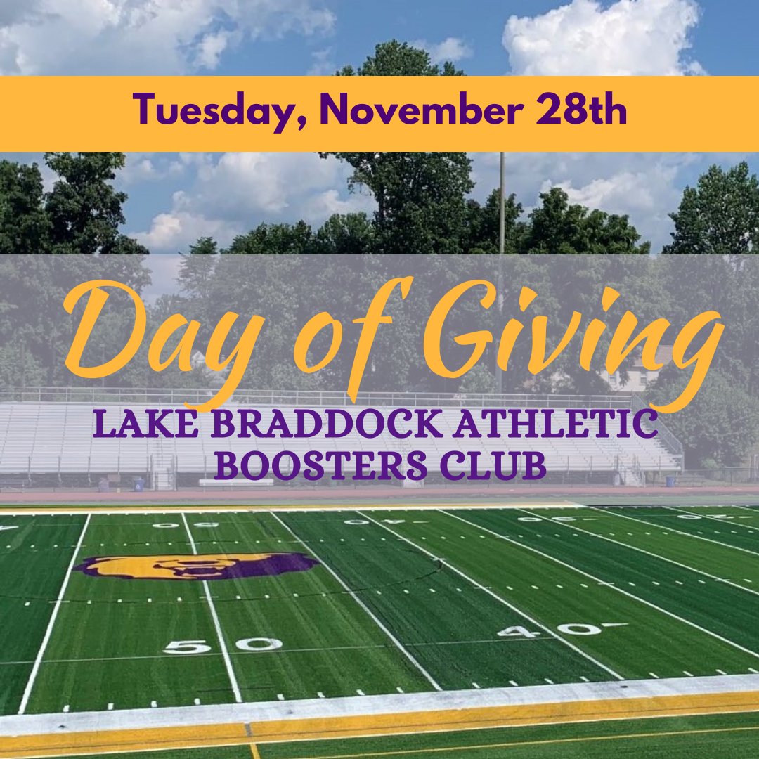 Bruin Boosters - Lake Braddock (@bruin_boosters) on Twitter photo Please support <a href="/LBathletic/">LB Bruins Athletics</a> via LBABC Day of Giving!
This year's campaign is designated giving where your generous donation can be directed to the individual team of your choice!
<a href="/LBAthLead/">LB Athletic Leadership</a> #GivingTuesday <a href="/bruins_atp/">LB Athletic Training</a>
Read more >>>
lp.constantcontactpages.com/cu/wj4hzPj/Giv… Please support <a href="/LBathletic/">LB Bruins Athletics</a> via LBABC Day of Giving!
This year's campaign is designated giving where your generous donation can be directed to the individual team of your choice!
<a href="/LBAthLead/">LB Athletic Leadership</a> #GivingTuesday <a href="/bruins_atp/">LB Athletic Training</a>
Read more >>>
lp.constantcontactpages.com/cu/wj4hzPj/Giv…