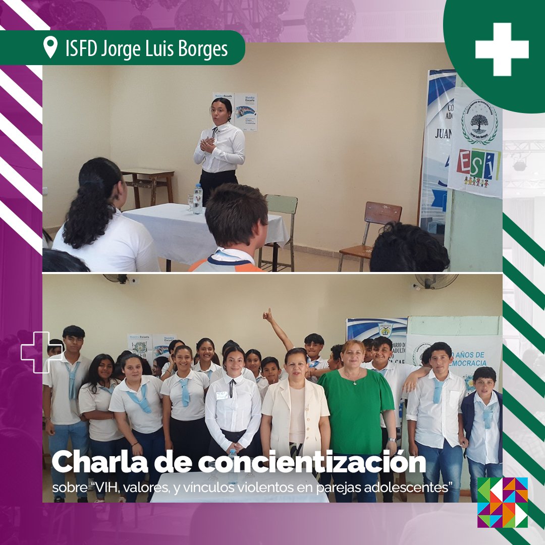 Residentes del Profesorado de Educación Secundaria en Matemática del ISFD Jorge Luis Borges, realizaron una charla sobre “VIH/Sida, valores, y vínculos violentos en parejas adolescentes” para alumnos de secundaria. 📚