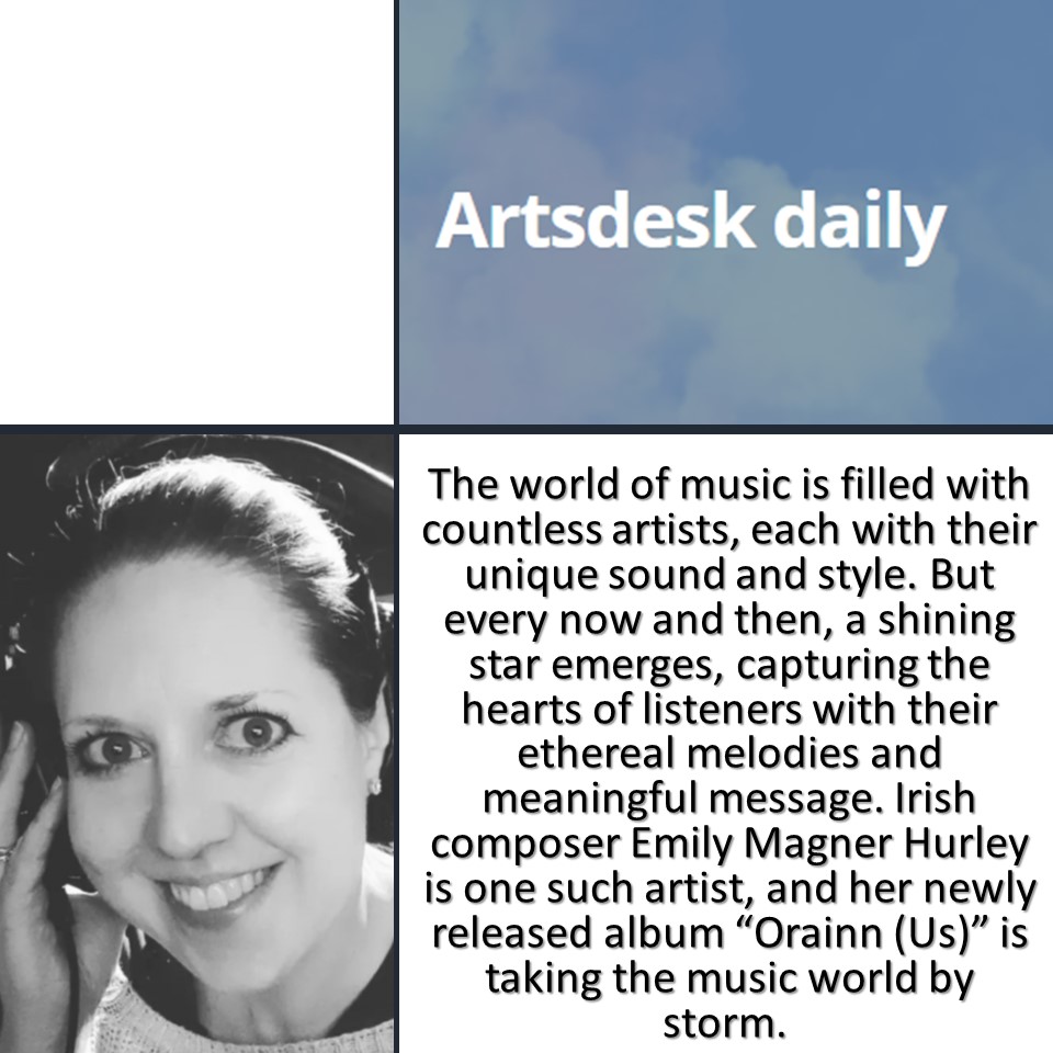 Thank you, Justin Kander at Artsdesk daily for the great write up on 'Orainn'! @QuiteGreat @JamieGoogan @MusicUCC @UCC #mindfulness #stutteringawareness #calm #presentmoment #ethereal Read full review here: artsdeskdaily.com/2023/10/19/dis…