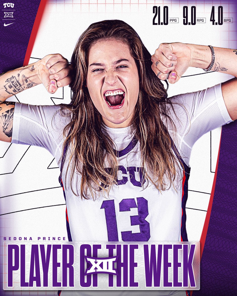 𝙋𝙧𝙤𝙫𝙞𝙣𝙜 𝙝𝙚𝙧 𝙥𝙤𝙞𝙣𝙩 😤 Congratulations to @sedonaprince_ on taking home Big 12 Player of the Week accolades! 📖| gofrogs.co/3SYmWlg #GoFrogs