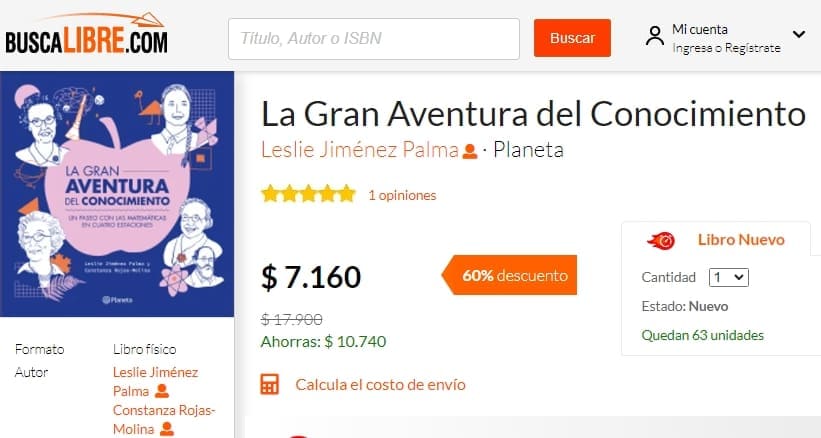 La gran aventura del conocimiento en #blackfriday 🔥 A menos de 10 lucas! Adelanten sus regalitos de navidad 🙌😁🤓💖 

buscalibre.cl 

#buscalibre
#libros #navidad #oferta #matemáticas
#divulgaciónmatemática #scicomm #mathcomm