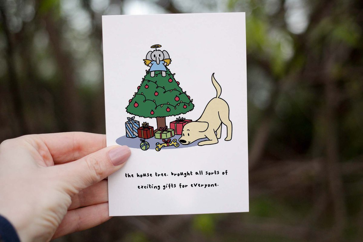 i made a bunch of holiday cards. for you to give to everyone you know. you can see the inside of them. through the link below ☃️ thoughtsofdog.com/products/holid…