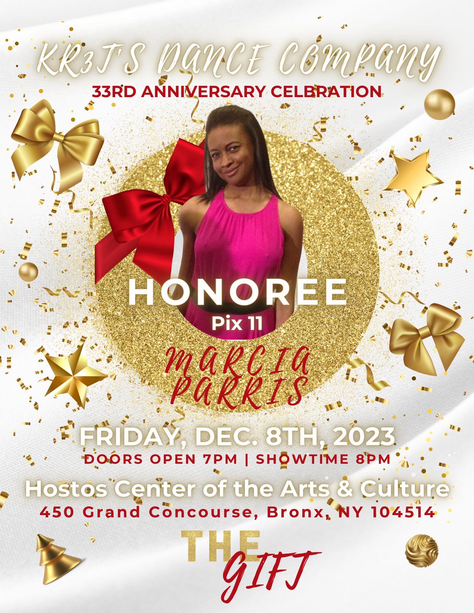 Here is one our 2023 Honorees!

Marcia is a big supporter of KR3T’S. Every year Marcia comes to our Anniversary shows with her family &amp; friends.She has given us a platform on Pix 11 multiple times to share our story and to promote our events.

We want to thank you!
<a href="/PIX11News/">PIX11 News</a>