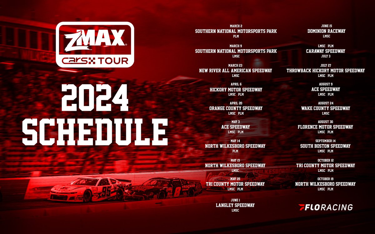 NEWS 🚨 Our 2024 zMAX CARS Tour season schedule is here!