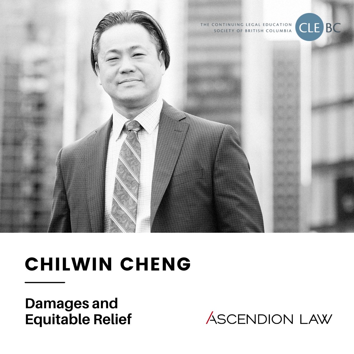 AscendionLaw's tweet photo. We’re looking forward to Chilwin Cheng’s presentation on Damages and Equitable Relief at @CLEBC’s Commercial Litigation conference tomorrow. For more information, please visit: https://t.co/5P9jwmVBJL https://t.co/bXcVXpChhv