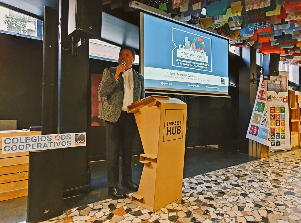 Llegado el acto clausura de la V Jor. #CooperativasdeEnseñanza y su papel en la #Agenda2030 de UECoE, su presidente D. Javier Martínez, agradeció a todos sus asistentes, colaboradores y autoridades su interés y participación, animando a seguir impulsando los #ODS #uecoeagenda2030