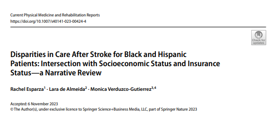 MVGutierrezMD's tweet photo. Proud to work with this team @RachelEsparzaMD &amp; @LaradeAlmeida18 on this narrative review on Disparities in Care after #Stroke

https://t.co/SRM6cvHiGv https://t.co/A8ZxSg45yL