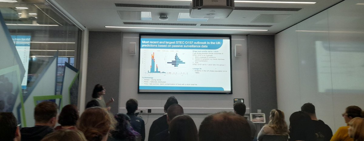 @ClaireJenkins2 wrapped up day 1 of this @MMBDTP training week by explaining how the wonderful team @UKHSA's Gastrointestinal Bacteria Reference Unit do comparative genomics to investigate outbreaks to better public health. We are honoured we got a rare talk out of Claire #AcedIt