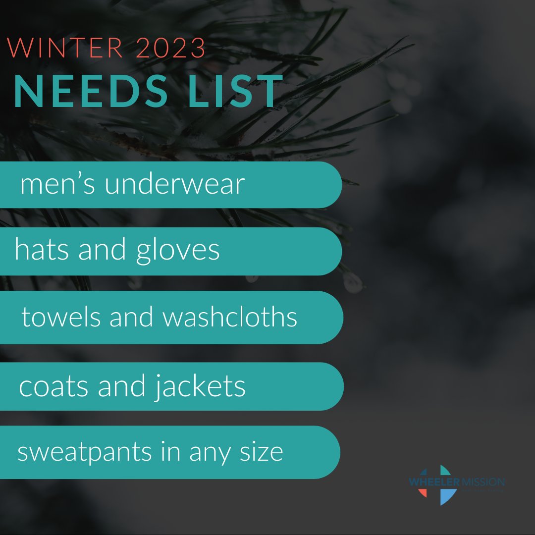 The winter season is here, and we need your help to keep our community warm. ❄️❄️❄️

All donation barns are now open. Check out the list below to see our most needed items, or the amazon wish lists here for items that can be shipped directly to us: wheelermission.org/ways-to-give/m…