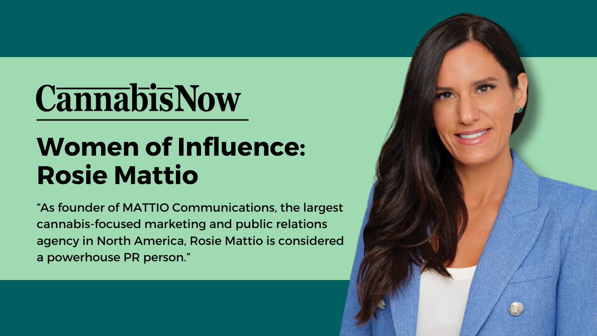 MATTIO's very own 'PR pot pioneer' @RosieMattio has been recognized as a Woman of Influence by @CannabisNow 🥂👏🏆 “I’ve seen it all: the good, the bad, the wins and losses,” Rosie said about her experience within the industry. tinyurl.com/2wvvxjet #CannabisPR