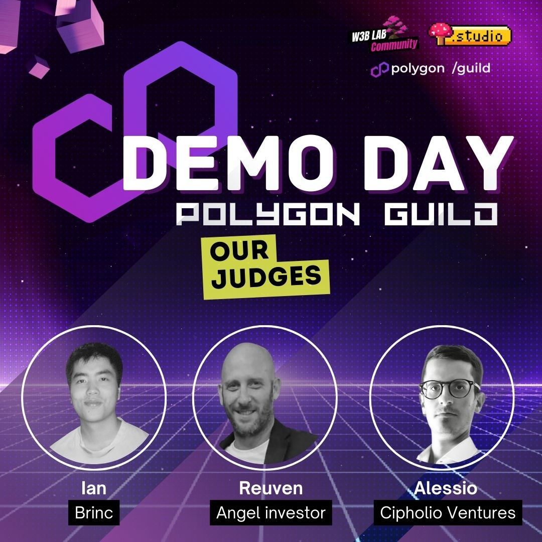 7 days left to apply 🏃‍♀️

👨‍🏫1st three judges:
- <a href="/_ianchain/">Ian</a>, <a href="/brincvc/">Brinc</a>
- Reuven, Investor
- Alessio, <a href="/Cipholio/">Cipholio Ventures</a>

🤝 Our deal:
1. EVERY application gets feedback
2. Top 10 teams -> 1on1 + Vouchers + Office hours
3. Top 5 teams get invited to pitch

Apply 👇
demoday.polygonguild.xyz