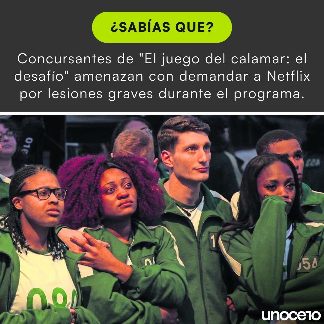 Participantes de 'El juego del calamar: el desafío' amenazan con demandar a Netflix. 🦑 El reality show basado en 'El juego del calamar', ha generado lesiones graves entre los concursantes, provocando una posible acción legal contra la plataforma de streaming.