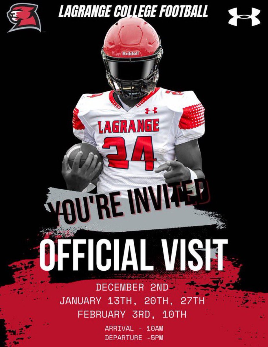 I’ll be taking an official visit to Lagrange College this weekend #AGTG <a href="/Coach__Talbert/">Coach Talbert</a>  <a href="/CoachLaws00/">Jarrett Laws</a>  <a href="/RecruitGeorgia/">Recruit Georgia</a>